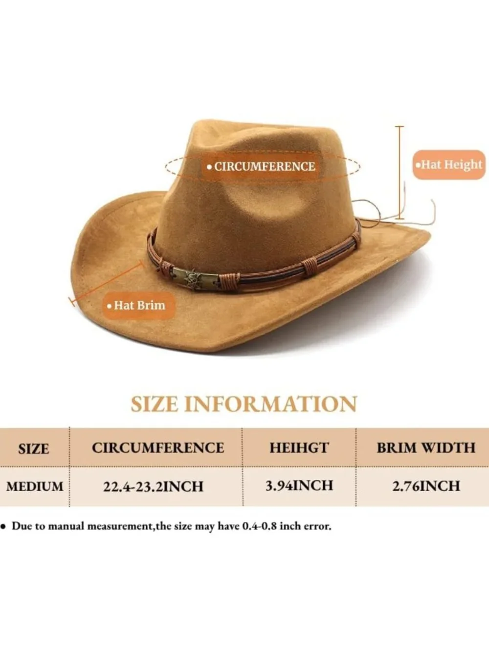 Mens Khaki Buckle Outdoor Suede Western Rodeo Cowgirl Cowboy Hat